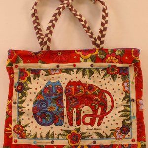 Laurel Burch Tote Flowering Felines New NWT